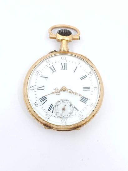 MONTRE A GOUSSET en or jaune 750°, double...