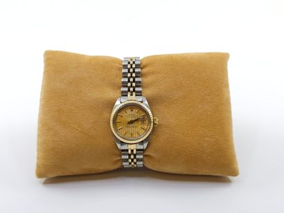 ROLEX 
Gold and steel wristwatch, gold dial...