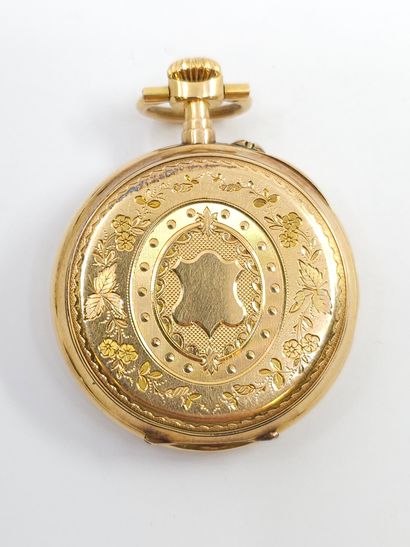 MONTRE à gousset en or jaune 750° accompagnée...