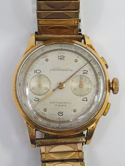 chronograph watch, round case in 750° yellow...