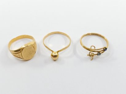 LOT of 750° gold including :
Three rings
Four...