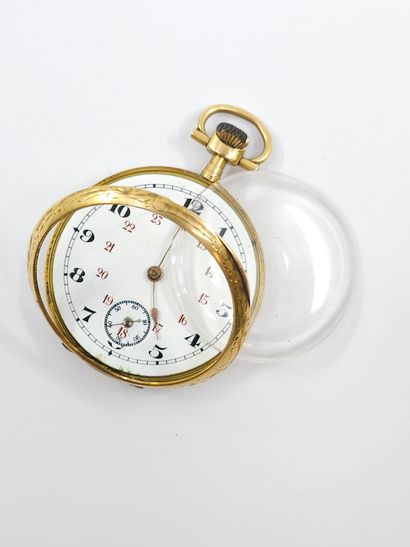 750° yellow gold gousset WATCH, finely chased,...