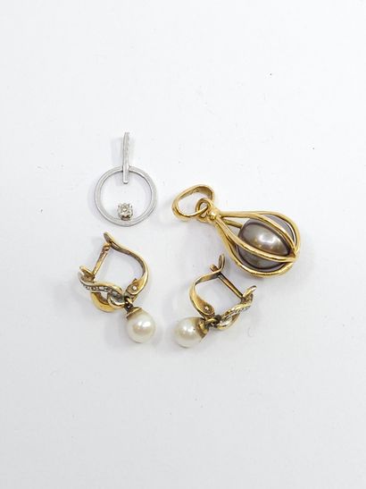 PAIR of earrings in two-tone 750° gold and...