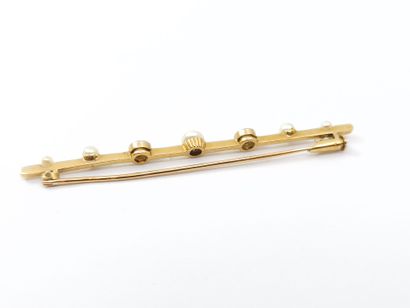 Barette brooch in two-tone 750° gold set...
