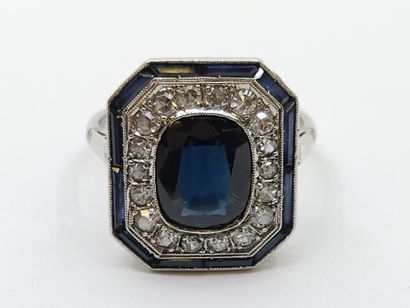 RING in 750° gold and platinum, octagonal...