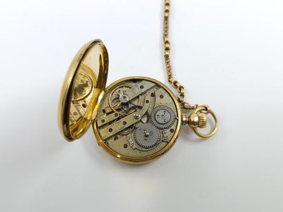 MONTRE A GOUSSET en or jaune 750°, cadran...