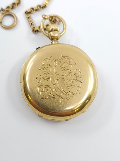 MONTRE A GOUSSET en or jaune 750°, cadran...