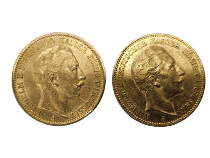 DEUX pièces de 20 Mark en or 
Poids : 15,90...