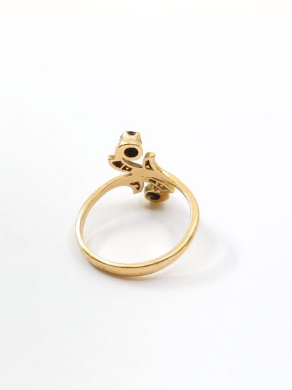 toi et moi ring in 750° pink gold set with...