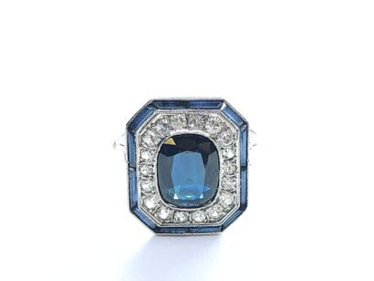 RING in 750° gold and platinum, octagonal...