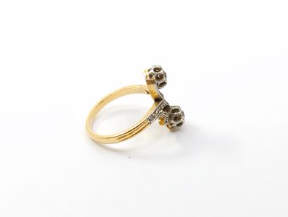 toi et moi ring in two-tone 750° gold set...
