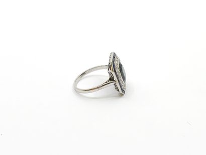 RING in 750° gold and platinum, octagonal...