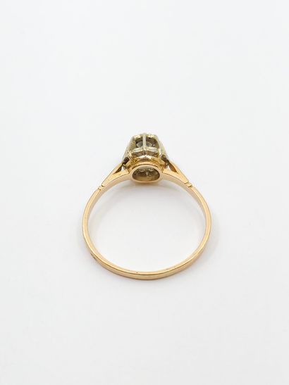 RING in yellow gold 750° set with a diamond...
