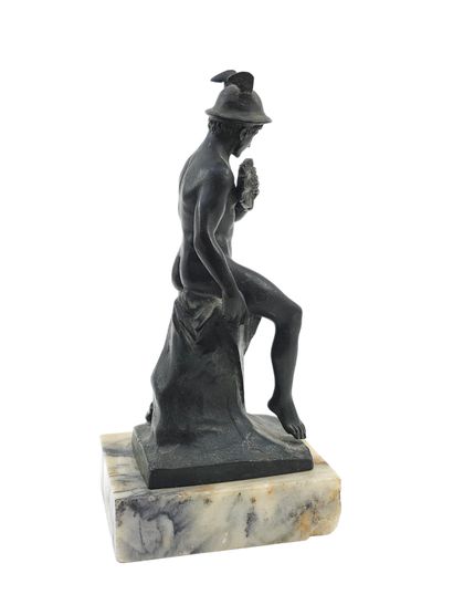 HERMES ET SA SYRINX
Bronze à patine verte...