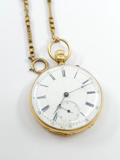 MONTRE A GOUSSET en or jaune 750°, cadran...