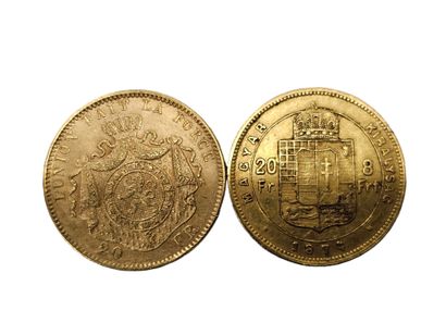 HONGRIE: 20 Francs or ou 8 Forint François-Joseph...
