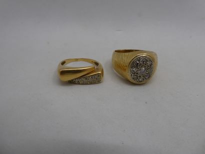 2 Bagues Or 18kt et diamants 10,65g dété...