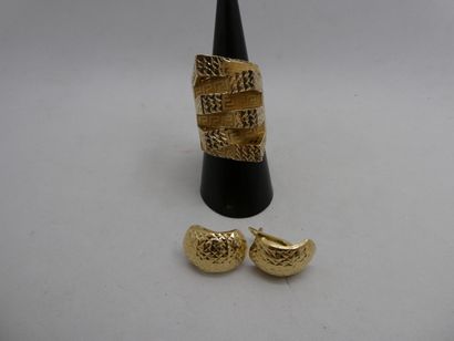 1 Paire boucles Or 18kt 1,78g 1 Bague Or...