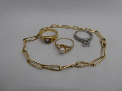 1 Bracelet Or 18kt 8,19g 1 Bague Or gris...