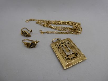 1 Paire boucles Or 18kt et pierres 2,93g...