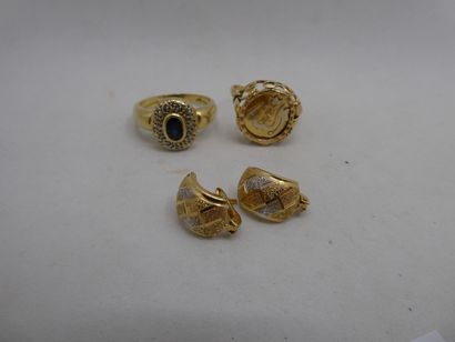 1 Bague Or 18kt et pierres 5,01g 1 Paire...