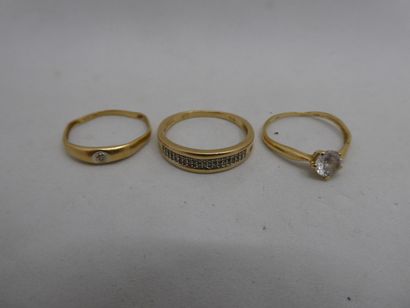 2 Bagues Or 18kt et diamants 3,66g 1 Bague...