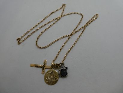 1 necklace and 3 pendants (medal, cross and...
