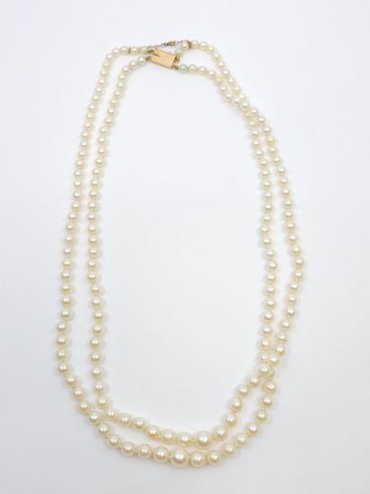COLLIER double rang de perles de culture,...