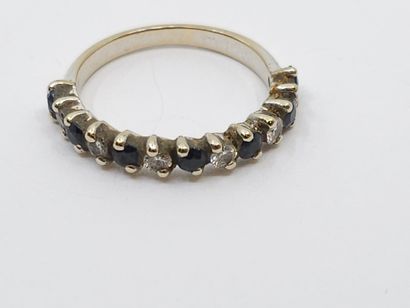 DEMI - ALLIANCE en or gris 750° sertie de...