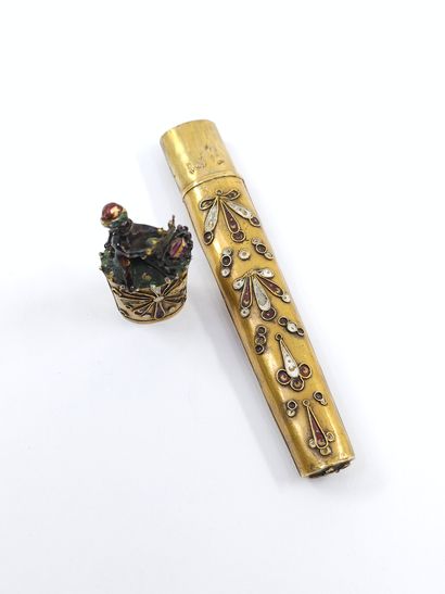 ETUI à billets doux en or 750° à décor en...