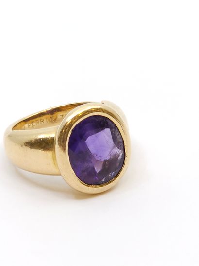 OJ PERRIN 
Bague jonc en or jaune 750° ornée...