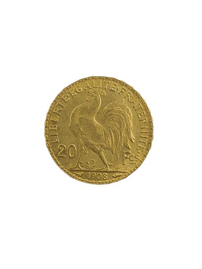 PIECE en or 20 Francs coq 1908
Poids : 6.4...