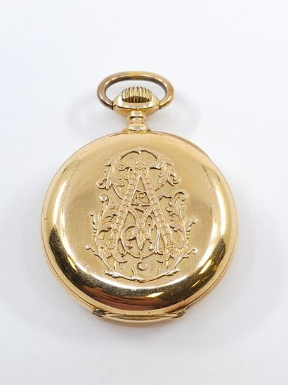MONTRE de gousset en or jaune 750°, double...