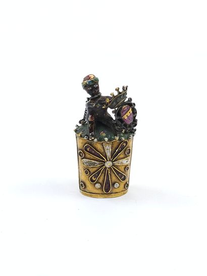 ETUI à billets doux en or 750° à décor en...