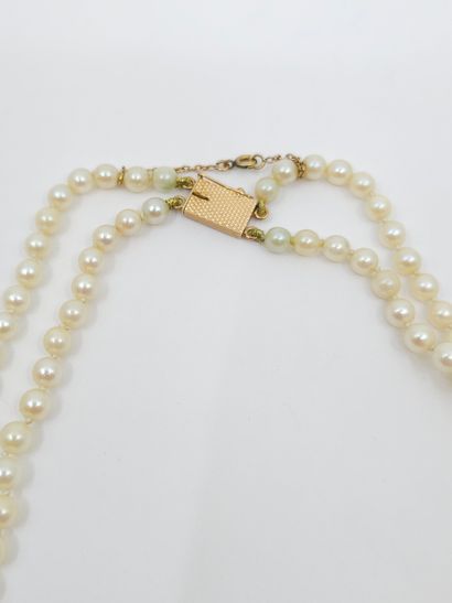 COLLIER double rang de perles de culture,...