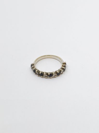 DEMI - ALLIANCE en or gris 750° sertie de...