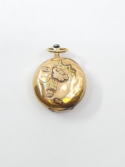 MONTRE de col en or jaune 750°, cadran rond,...
