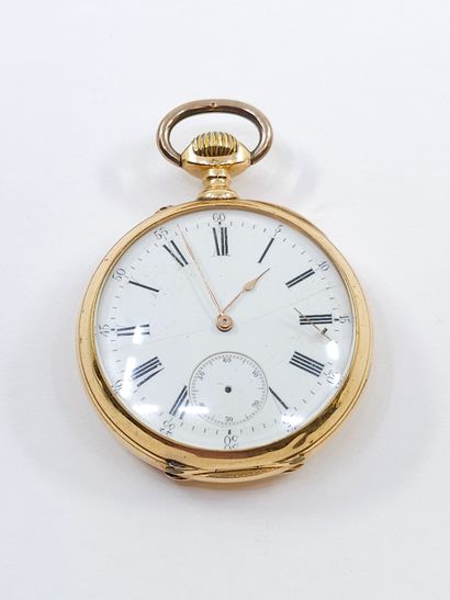 MONTRE de gousset en or jaune 750°, double...