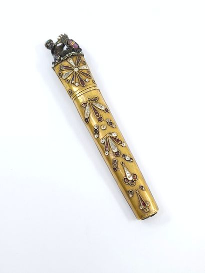 ETUI à billets doux en or 750° à décor en...