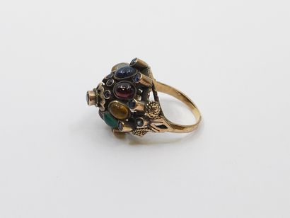 TRAVAIL INDIEN
Bague en or et argent ornée...