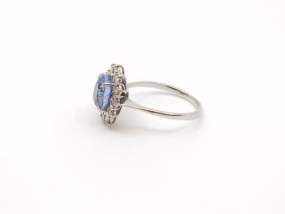 BAGUE MARGUERITE en or gris 750° ornée d'un...