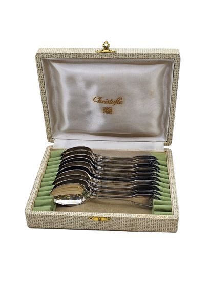 CHRISTOFLE 
Ten small spoons in silver-plated...