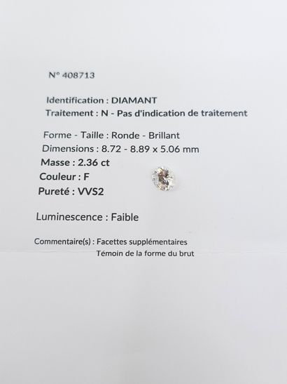 DIAMANT sur papier 2 ct 36
de couleur F/VVS2
Luminescence...