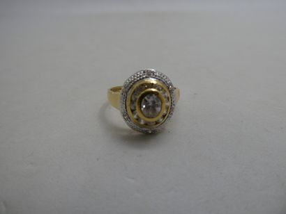 1 Bague Or 18kt et pierres 2,53g tour de...