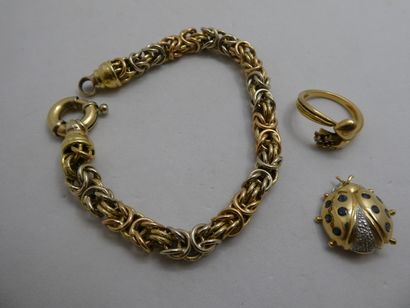 1 Bague Or 18kt et pierres 4,38 g TDD:52...