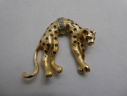 1 Pendentif Or 2 tons 18kt diamants et pierres...