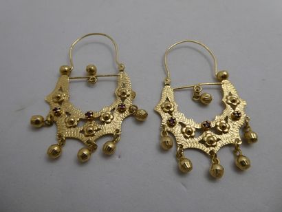 1 Paire boucles Or 18kt et pierres 9,83g