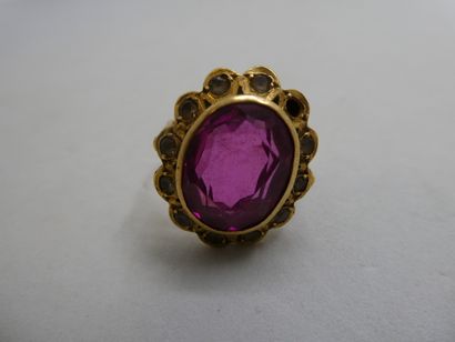 1 Bague Or 18kt et pierres 6,76g tour de...