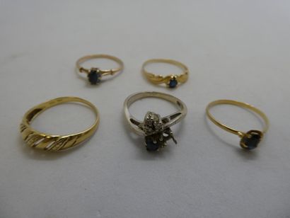 3 Bagues Or 18kt et pierres 3,56g 1 Bague...