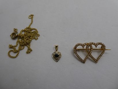 1 Broche Or 18kt et perles 3,01g 1 Chaîne...